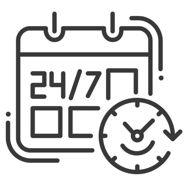 Calendar Hours Schedule Icon Outline Style — Stock Vector