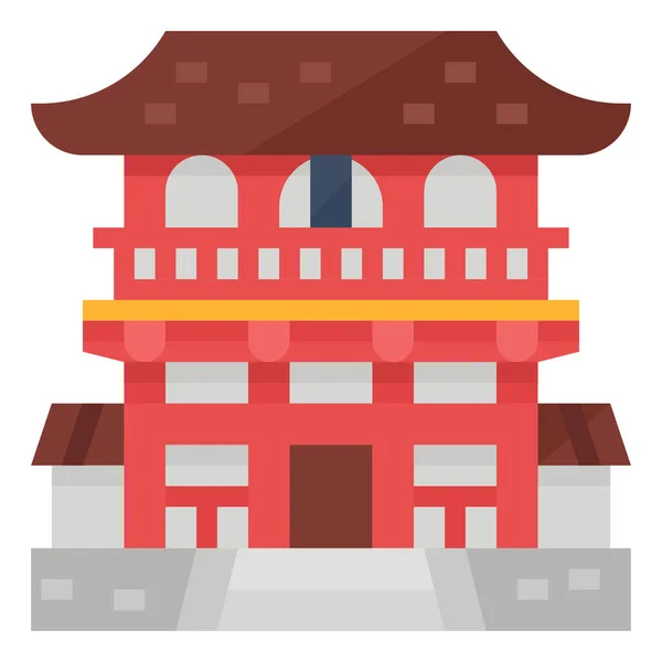 Arquitetura Culturas Japão Ícone Estilo Plano — Vetor de Stock