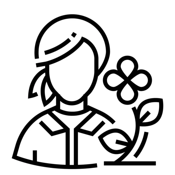 Florista Flor Jardinero Icono Estilo Del Esquema — Vector de stock