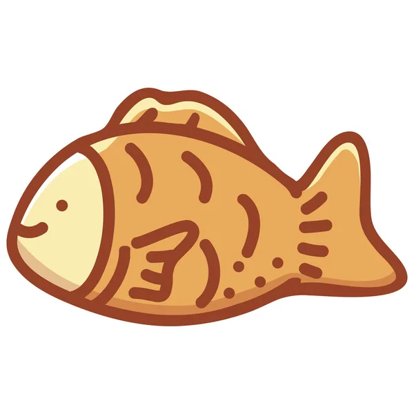 Bakery Dessert Fish Icon Filled Outline Style — Stock Vector