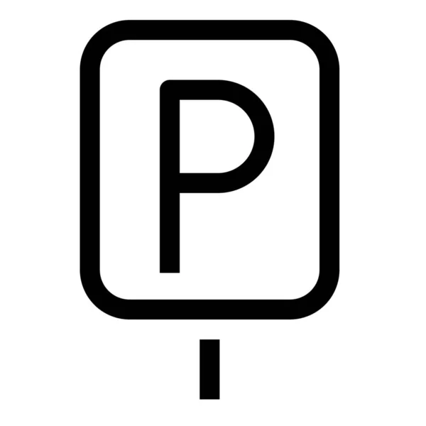 Parking Icône Stationnement Dans Style Contour — Image vectorielle