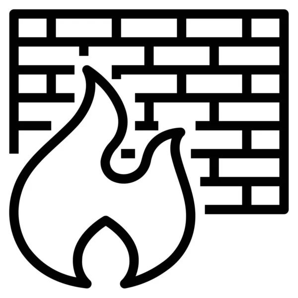 Ikona Ochrony Sieci Firewall Stylu Outline — Wektor stockowy