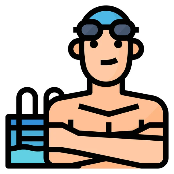 Estilo Vida Avatar Hombre Icono Estilo Contorno Lleno — Vector de stock