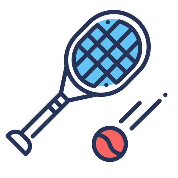 Raqueta Voladora Icono Del Tenis Estilo Esquema Relleno — Vector de stock