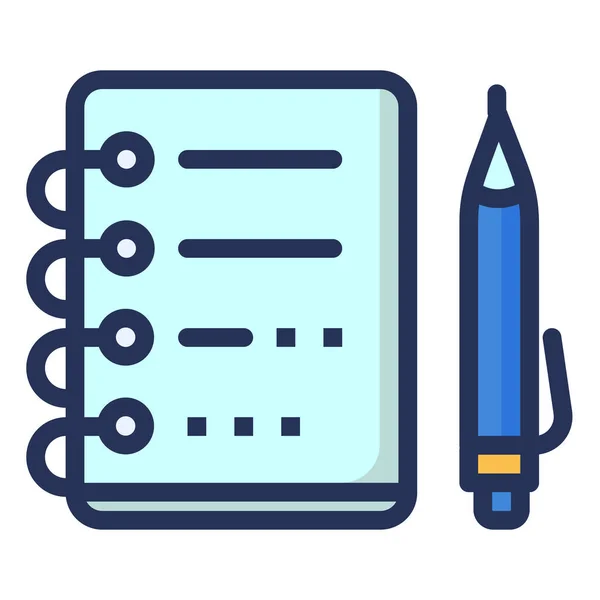 Notepad Pen Planner Icon Filled Outline Style — Stock Vector