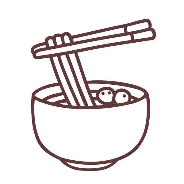 碗筷子烹饪图标的轮廓风格 — 图库矢量图片