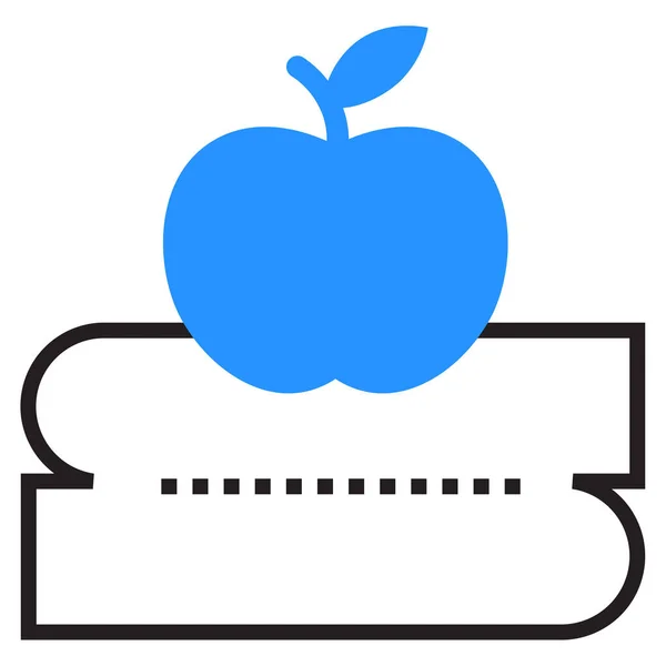 Manzana Libros Educación Icono — Vector de stock