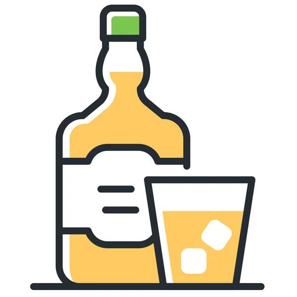 Alcohol Fles Glas Pictogram — Stockvector