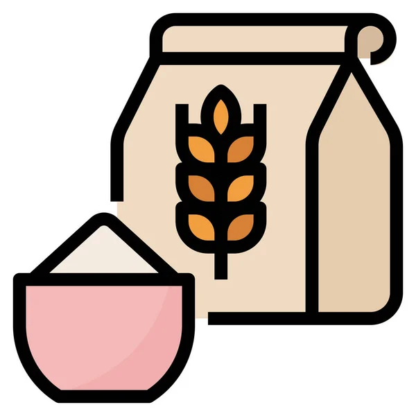 Harina Ingrediente Comida Icono Estilo Contorno Relleno — Vector de stock