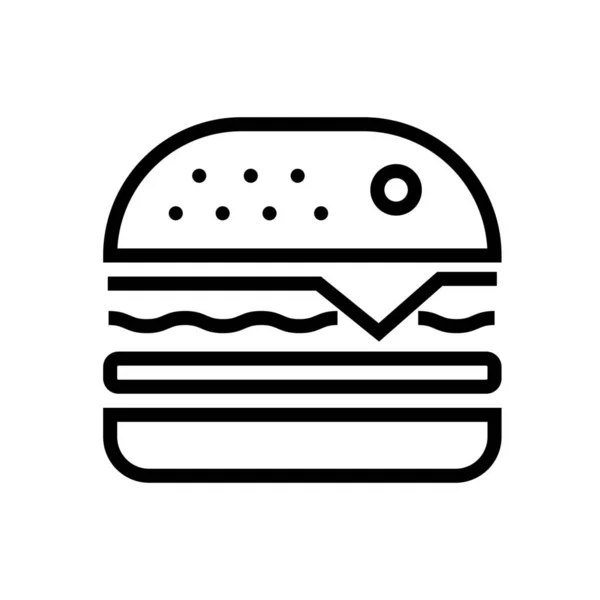 面包汉堡芝士汉堡图标的轮廓风格 — 图库矢量图片
