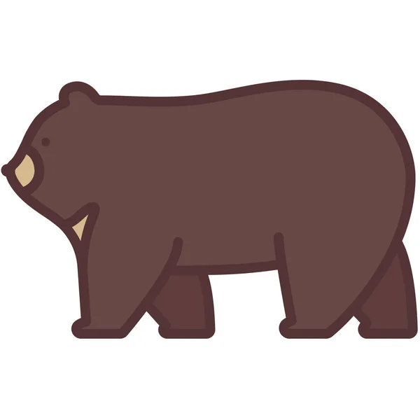 Ícone Acampamento Urso Animal Estilo Esboço Preenchido — Vetor de Stock