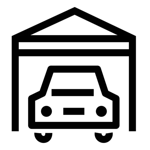 Auto Garage Huis Pictogram Grote Lijnen — Stockvector