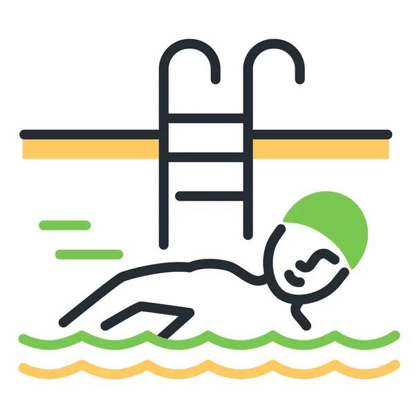 Sport Zwemmer Zwembad Icoon — Stockvector