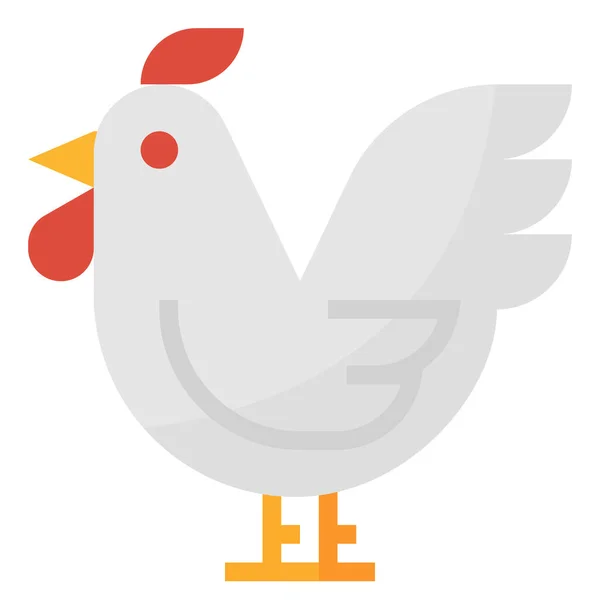Állat Csirke Farm Ikon Lapos Stílusban — Stock Vector