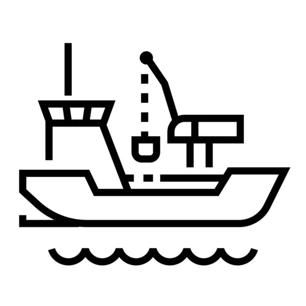 Verdiepen Baggerschip Icoon Outline Stijl — Stockvector