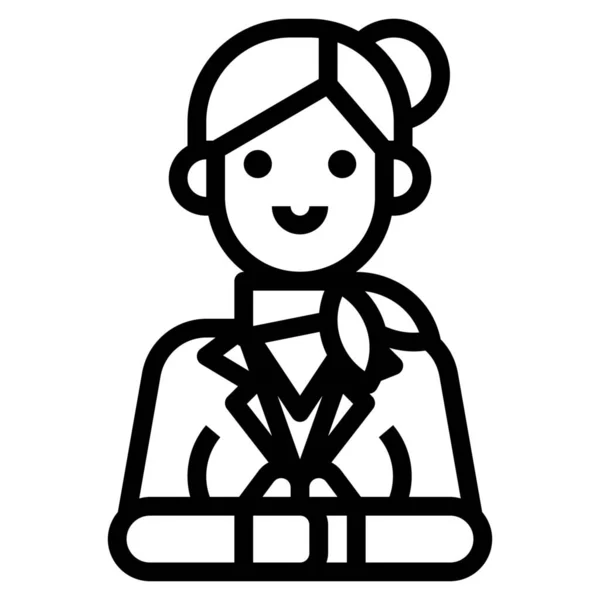 Air Attendant Flight Icon Outline Style — 스톡 벡터