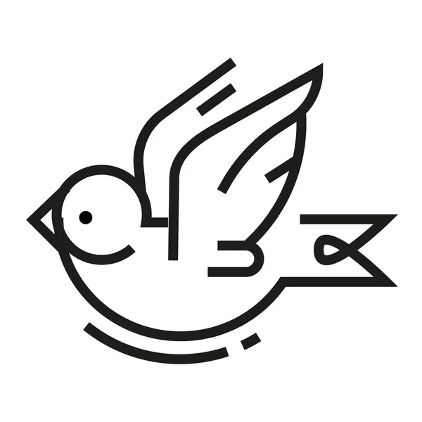 Icône Tatouage Vol Oiseau Dans Style Contour — Image vectorielle