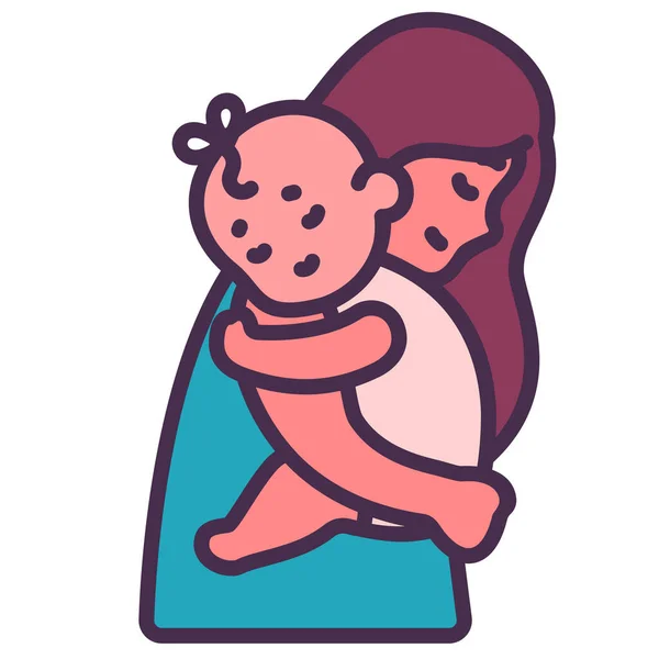 Mamma Abbraccio Bambino Icona — Vettoriale Stock