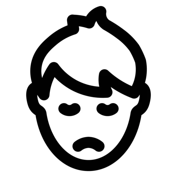 Emoción Cara Triste Chico Icono Estilo Esquema — Vector de stock