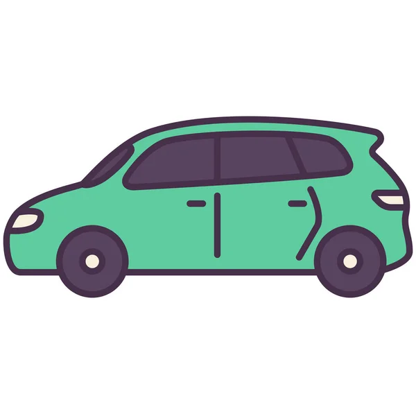 Ícone Piquenique Minivan Carro Estilo Esboço Preenchido — Vetor de Stock
