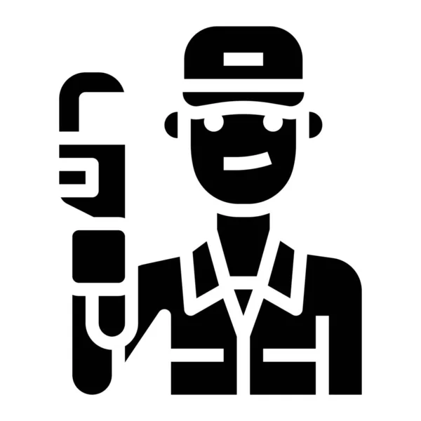 Avatar Bezetting Loodgieter Pictogram Solid Stijl — Stockvector