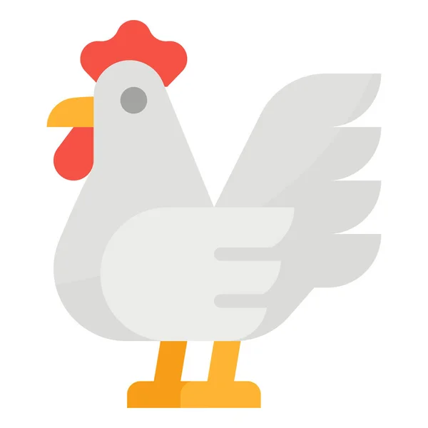 Animals Chicken Food Icon Flat Style — Stock Vector
