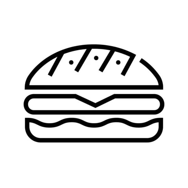 Brötchen Burger Fast Food Ikone Umriss Stil — Stockvektor