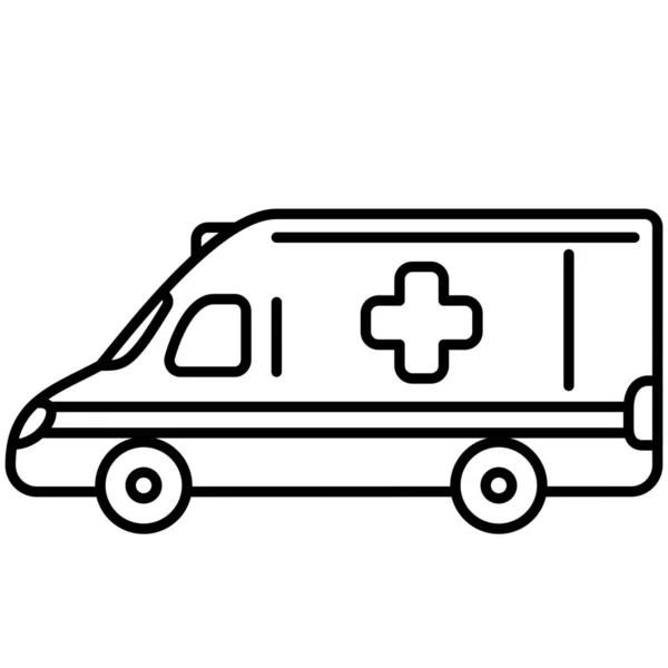 Ambulance Voiture Icône Urgence Dans Style Contour — Image vectorielle