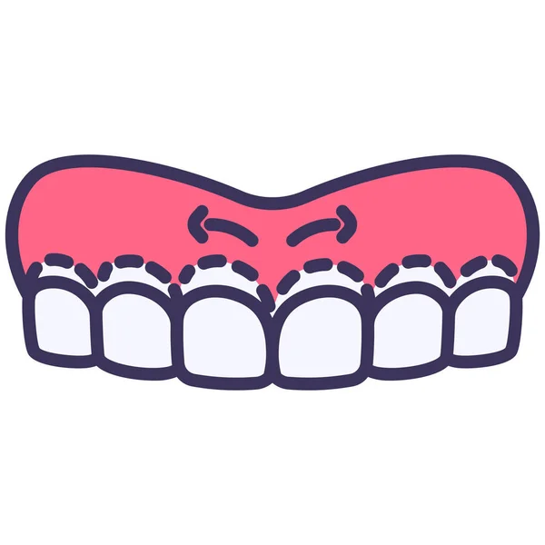 美容歯科用歯茎のアイコンを記入アウトラインスタイル — ストックベクタ