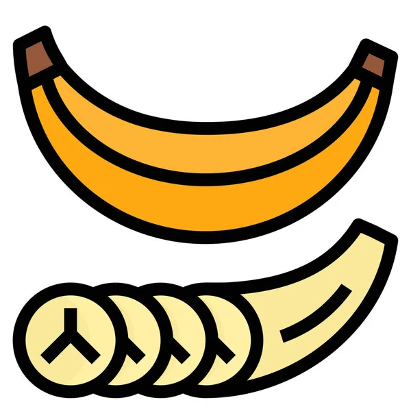 Banana Fruta Ícone Saudável Estilo Esboço Preenchido —  Vetores de Stock