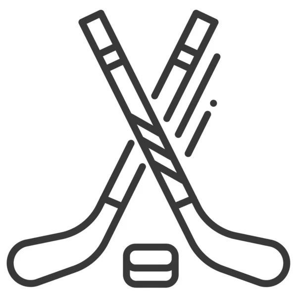 Bandy Hockey Hockeyklubbor Ikon Rampljusstil — Stock vektor