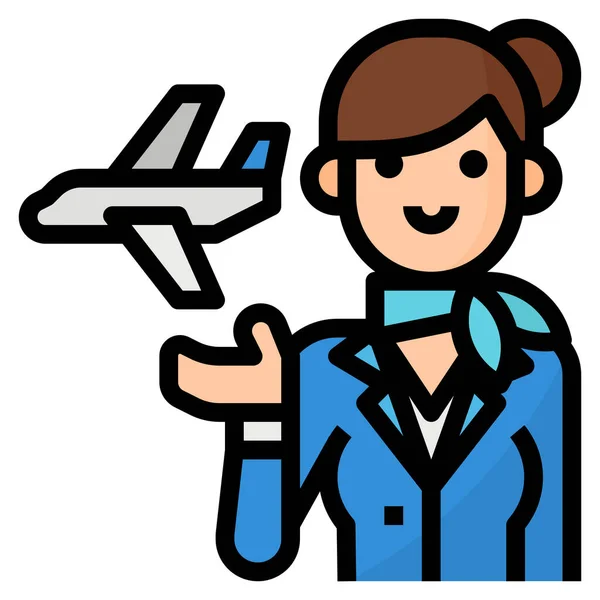 Air Avatar Hostess Icon Filled Outline Style — Stock Vector