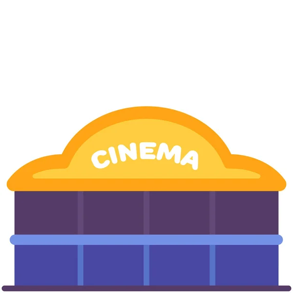 Building Cinema Construction Icon Flat Style — Stock Vector