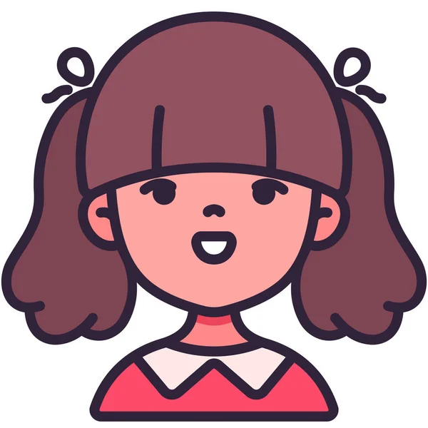 Avatar Niños Niña Icono — Vector de stock