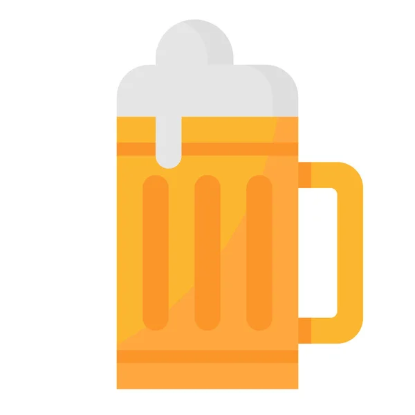 Alkohol Bier Getränk Ikone Flachen Stil — Stockvektor