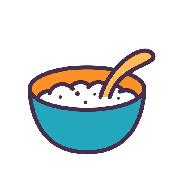 Bol Riz Nourriture Icône — Image vectorielle