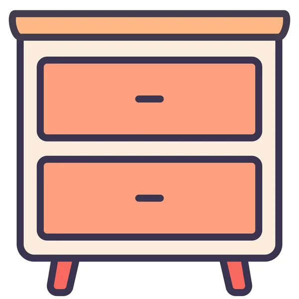 Cabinet Drawer Furniture Icon Filled Outline Style — Stock Vector