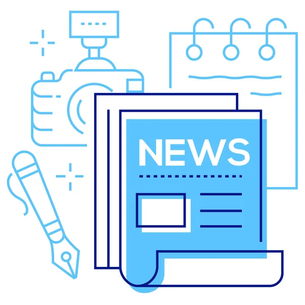 Icono Noticias Medios Cámara Estilo Contorno Lleno — Vector de stock