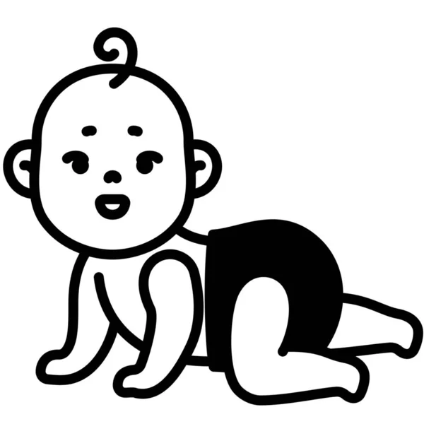 Bebé Niño Arrastrándose Icono — Vector de stock