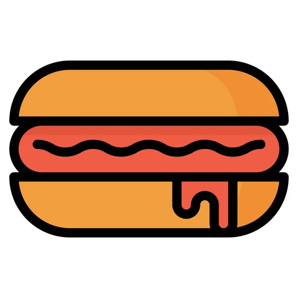Їжа Хот Дог Сендвіч Значок Заповненому Контурі Стилі — стоковий вектор