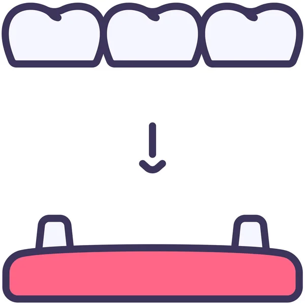 Puente Dental Fijar Icono Estilo Contorno Lleno — Vector de stock