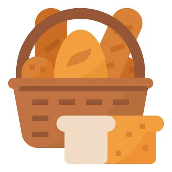 烘焙面包篮图标 扁平风格 — 图库矢量图片