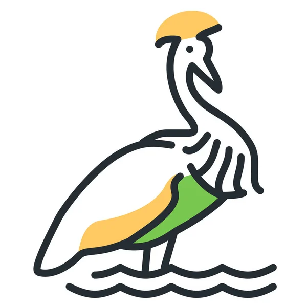 Vogel Schwarz Gekrönt Kranich Natur Ikone — Stockvektor