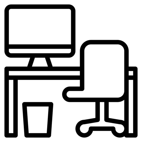 Sandalye Bilgisayar Masaüstü Simgesi Ana Hatları Biçiminde — Stok Vektör