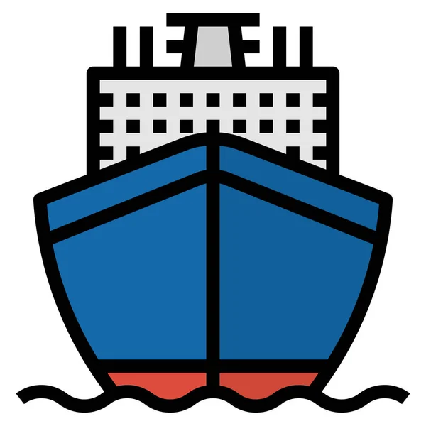 Boat Cruise Ship Icon Filled Outline Style — Stock Vector