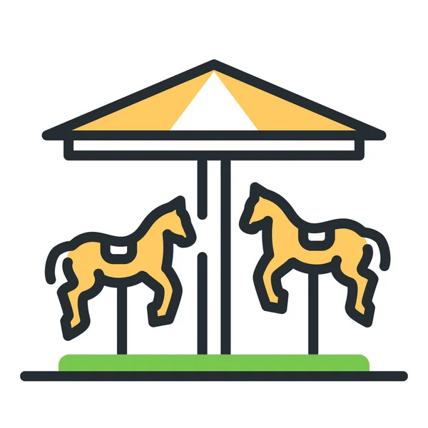 Amusement Park Carnival Carousel Icon — Stock Vector