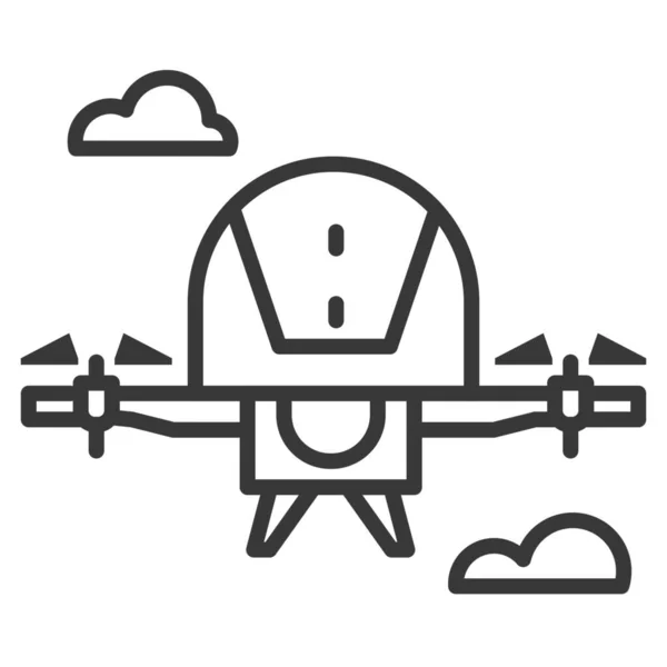 Drohnenflug Ikone Outline Stil — Stockvektor