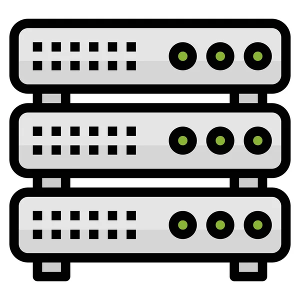 Hosting Mainframe Rack Ikona Stylu Wypełniony Zarys — Wektor stockowy