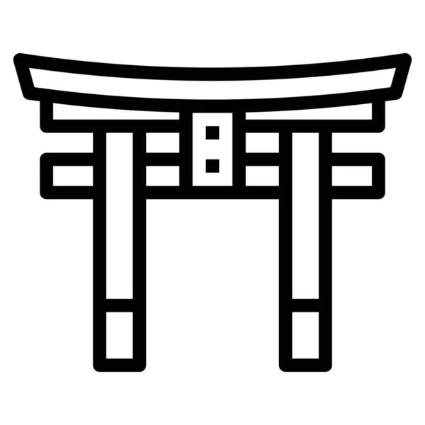 Itsukushima Icono Japón Hito Estilo Esquema — Vector de stock