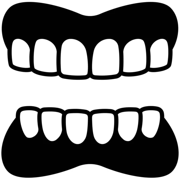 Жувати Значок Зубних Протезів Суцільному Стилі — стоковий вектор